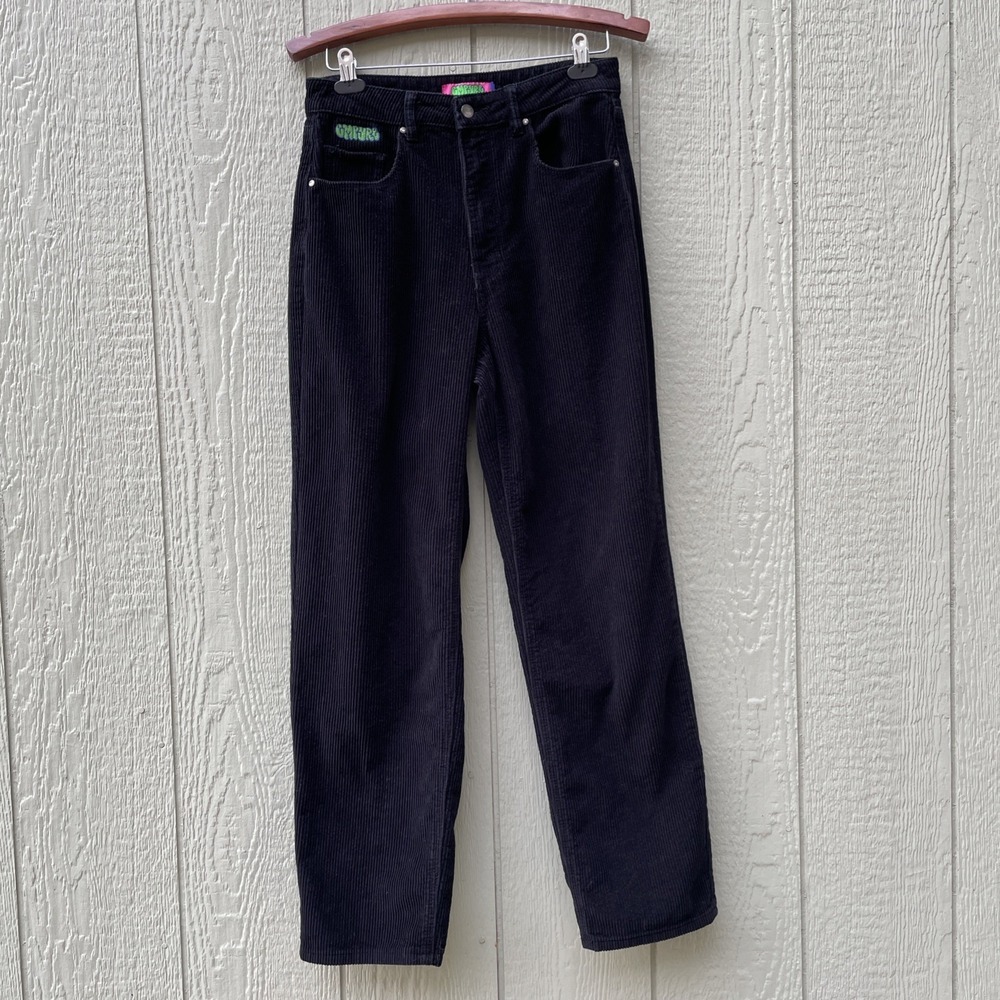 Empyre Tori Corduroy‎ Pants Womens 8 Black High Rise 90s Skate